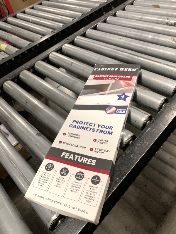 Photo 1 of Cabinet Hero Slimline Cabinet Edge Protector - Prevents Chipping, Wear, Discoloration - Drawer Edge Guard, Bumper for Drawer - Easy Slip-On Installation - 3/4" Thick, 18" Length, Clear, Pack of 4