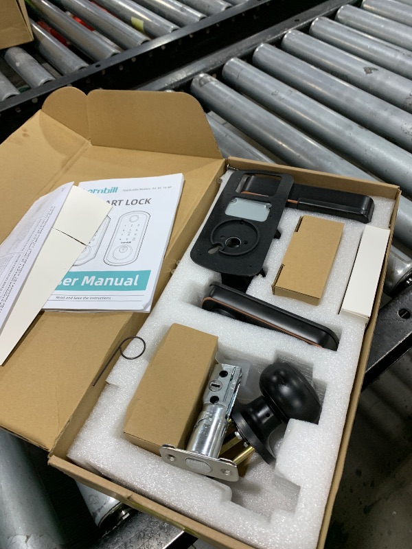 Photo 1 of Smart WiFi Door Lock Set: Hornbill Keyless Entry Door Deadbolt with Handle Set Fingerprint Door Lock with 2 Knobs Alexa Bluetooth Remote Code Auto Lock for Home Security Oil Rubbed Bronze