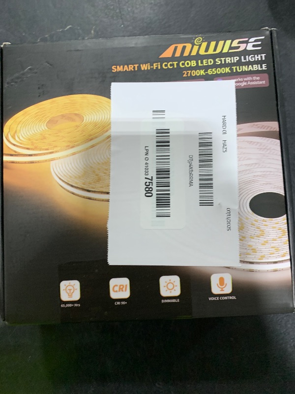 Photo 1 of MIWISE COB LED Strip Light White LED Tape Lights 2700K-6500K 24V Color Changing Dimmable 20ft UL-Listed Super Bright with Remote & APP Control for Under Cabinets,Bedroom,Kitchen,Mirror,TV DIY Lighting