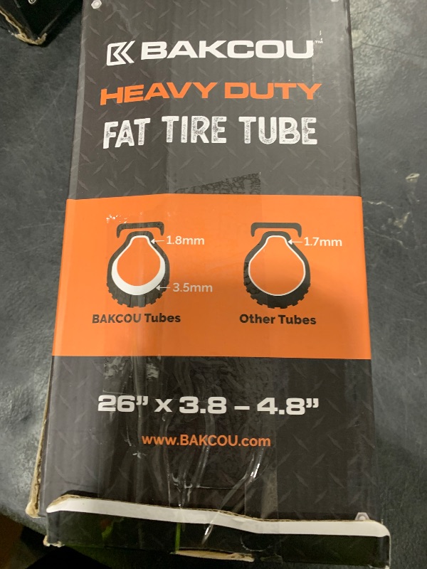 Photo 1 of Bakcou - 26x4 Heavy-Duty Fat Tire Tube - Military-Grade Butyl Rubber, Schrader Valve, 3.5mm Thickness - Compatible with Electric & Mountain Bikes