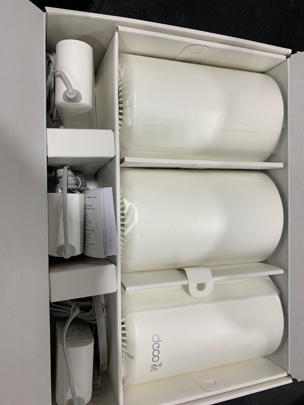 Photo 1 of TP-Link Deco XE70 Pro AXE4900 Tri-Band WiFi 6E Mesh WiFi System - 2.5G WAN/LAN Ports, 4.9 Gbps Wi-Fi 7,200 Sq. Ft Coverage, Connect up to 200 Devices, 6 GHz Band, 3-Pack