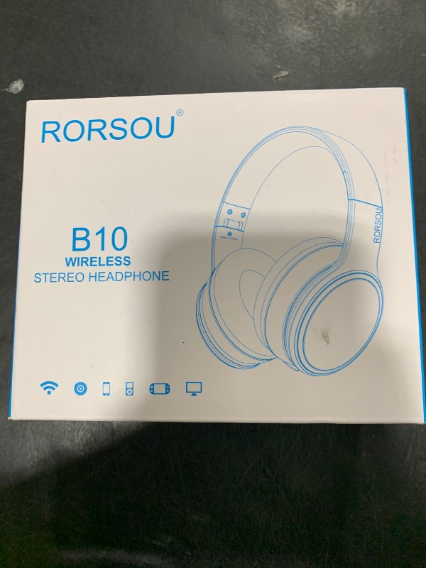 Photo 1 of RORSOU B10 Bluetooth Headphones Over Ear, 2 EQ Music Modes(Normal/Bass) and 50H Playtime Wireless Headphones with Mic, Lightweight Folding HiFi Stereo Headset for iPad/Travel/Tablet/PC/Home (Black)