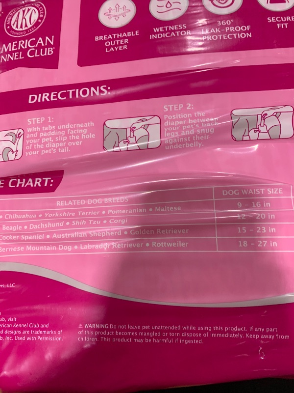 Photo 1 of American Kennel Club Female Dog Wrap, Disposable Diapers with Wetness Indicator, Large, 50 Count