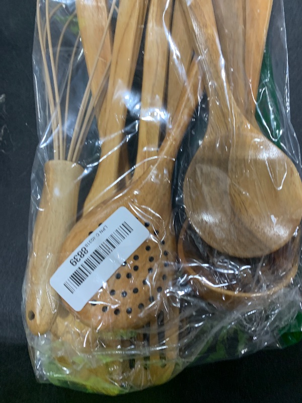 Photo 1 of 10 Pack Wooden Utensils for Cooking, Wood Utensil Set for Kitchen, Teak Wooden Spoon for Cooking, Non-Stick Spatula Ladle