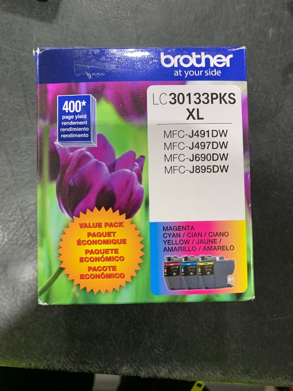 Photo 1 of Brother High-yield Color Printer Ink Cartridges LC3013 3-Pack for Work Smart Series - Professional Grade Ink for MFC-J491DW, J497DW, J690DW, J895DW - Up to 400 Pages per Cartridge