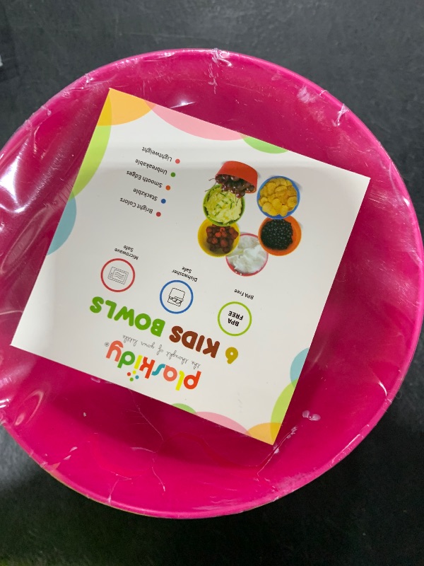 Photo 1 of PLASKIDY Plastic Toddler Bowls Set of 6 - 10 Oz Kids Bowls, Microwave & Dishwasher Safe, BPA Free, Brightly Colored, Great for Cereal, Soup, Snack, Fruit or Salad