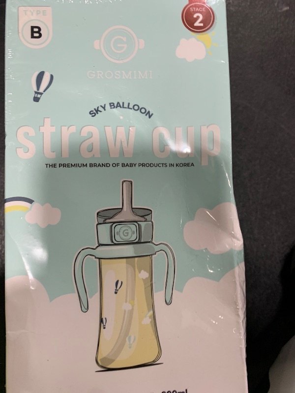 Photo 1 of GROSMIMI Flip Top Spill Proof Sippy Cup, PPSU, BPA Free, 10 oz, Stage 2 Straw for Toddlers (Air balloon)