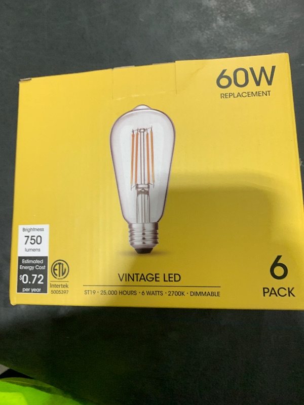 Photo 1 of Gozelux Vintage LED Edison Bulbs 6W, Equivalent 60W Incandescent, Warm White 2700K, ST58 Antique LED Filament Bulbs with 90+ CRI, E26 Medium Base,Dimmable, Clear Glass, Pack of 6