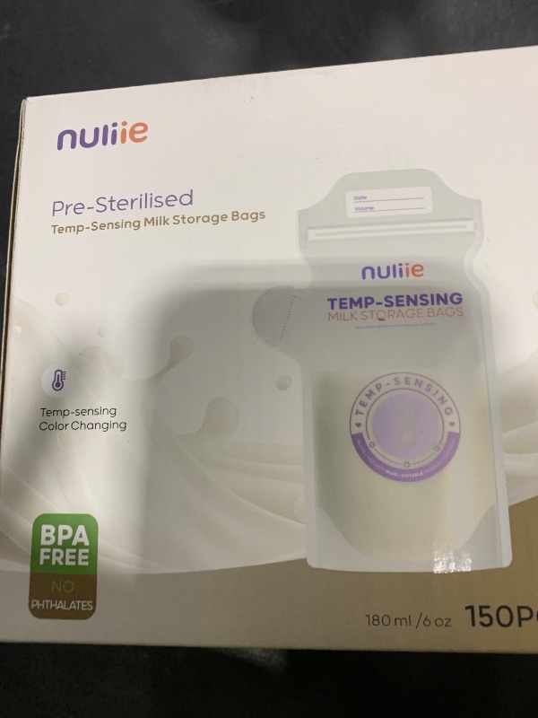 Photo 1 of Nuliie 150pcs Temp-Sensing Breastmilk Storage Bag, Huge Temp-Sensing Icon & Locking Clamp, 6oz Breast Milk Storage Bags Freezer Pour Spout, Self Standing Milk Storage Bags Breastmilk, BPA-Free No-Leak
