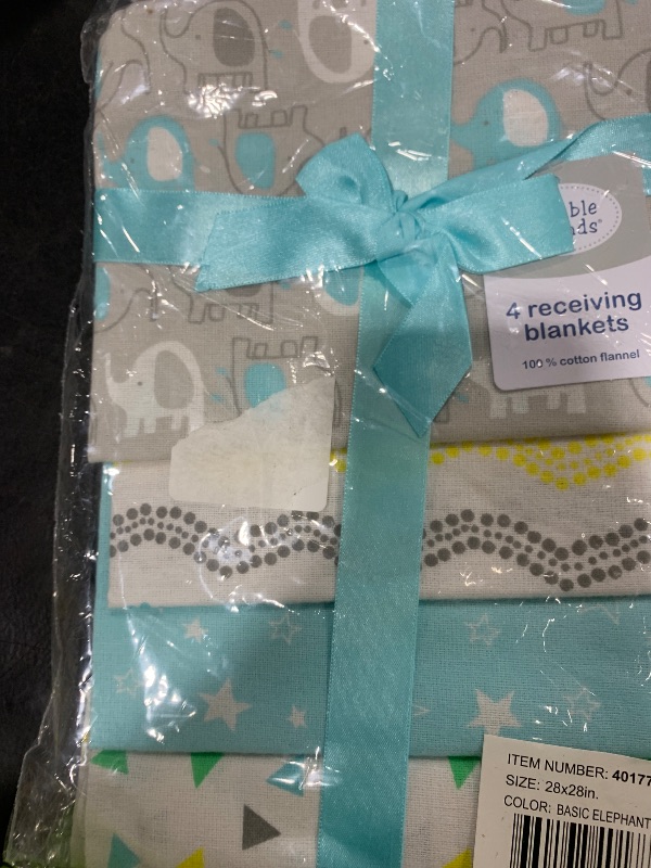 Photo 1 of Luvable Friends Unisex Baby Cotton Flannel Receiving Blankets, Basic Elephant 4-Pack, One Size