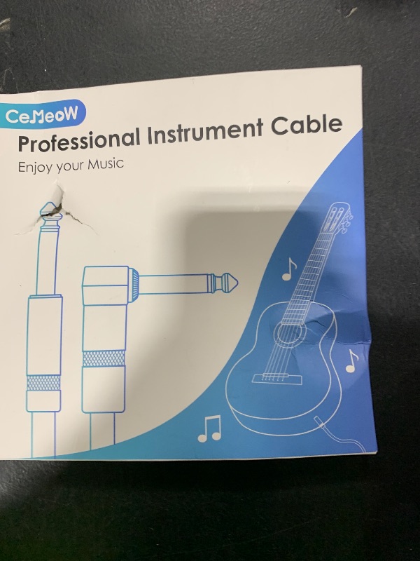 Photo 1 of CeMeow Guitar Cable 6ft Right Angle Guitar Amp Cord 1/4 Inch Instrument Cable with Braided Tweed and Anti-Kinking Design for Guitar Bass Amp, Black & Blue