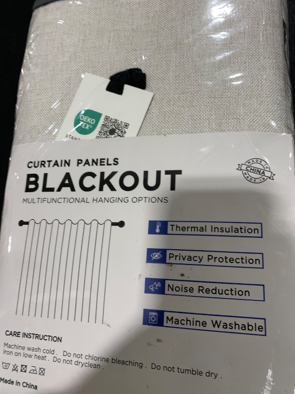 Photo 1 of 100% Blackout Shield Linen Blackout Curtains for Bedroom, Thermal Insulated Curtains 84 Inch Length 2 Panels Set, Grommet Drapes for Living Room, 50” W x 84” L, Beige