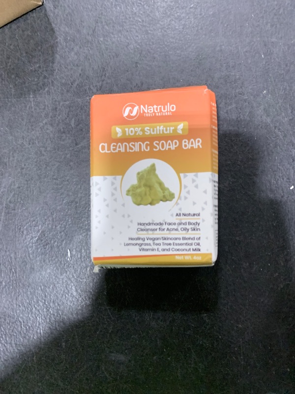 Photo 1 of 10% Sulfur Soap Cleansing Bar for Face & Body – All Natural Facial Cleanser for Acne, Oily Skin – Healing Skincare Blend of Lemongrass, Tea Tree Essential Oil, Vitamin E, Coconut Milk – Made in USA