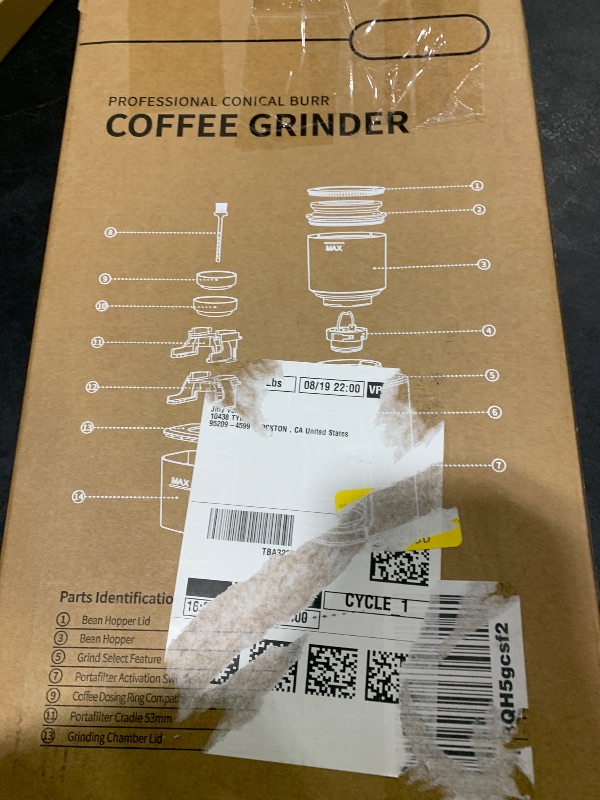 Photo 1 of SHARDOR Conical Burr Espresso Coffee Grinder Electric with Precision Timer 2.0, Touchscreen Adjustable Burr Mill with 51 Precise Settings for Home Use, Anti-static, Stainless Steel