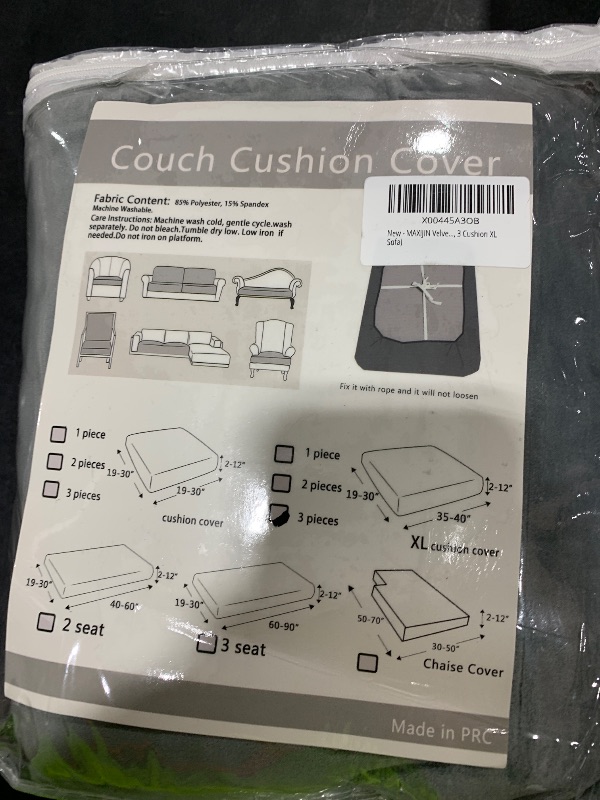 Photo 1 of MAXIJIN Velvet Stretch Seat Cushion Covers Couch Cushion Cover for Individual Cushions Sofa Seat Cushion Slipcovers with Elastic Bottom (3 Piece XL Sofa Cushion Covers, Light Grey)