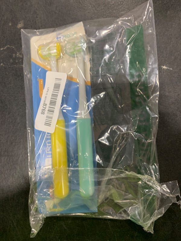 Photo 1 of FOREVIVE 2 Pieces 3 Sided Toddler Toothbrush, Three Bristles for Kids Toothbrush, Autism Soft Bristles,Soft and Gentle for Complete Tooth and Gum Care(C1?Blue+Yellow? Kids)