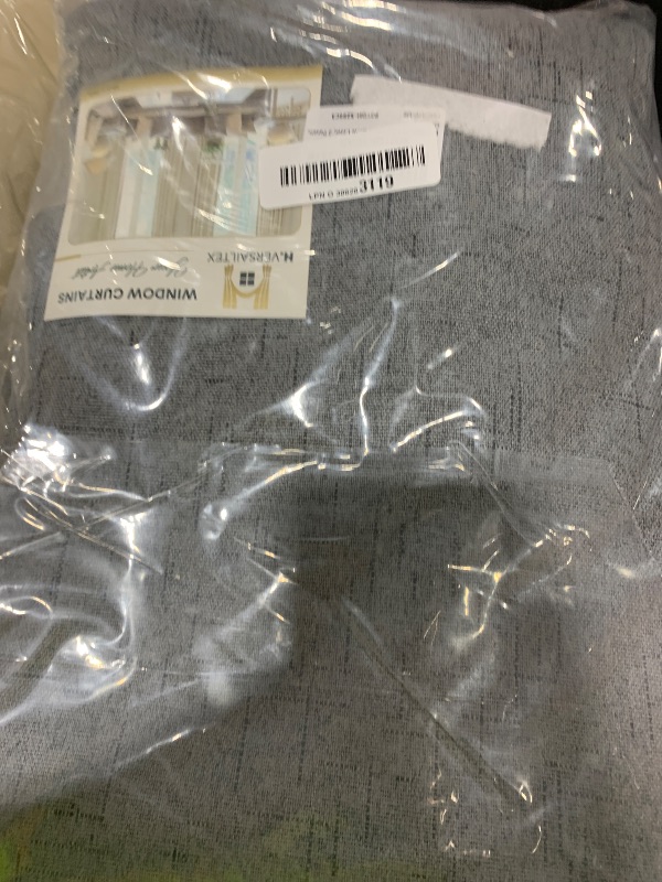 Photo 1 of H.VERSAILTEX Linen Blackout Curtains 96 Inches Long 100% Absolutely Blackout Thermal Insulated Textured Linen Look Curtain Draperies Anti-Rust Grommet, Energy Saving with White Liner, 2 Panels, Grey