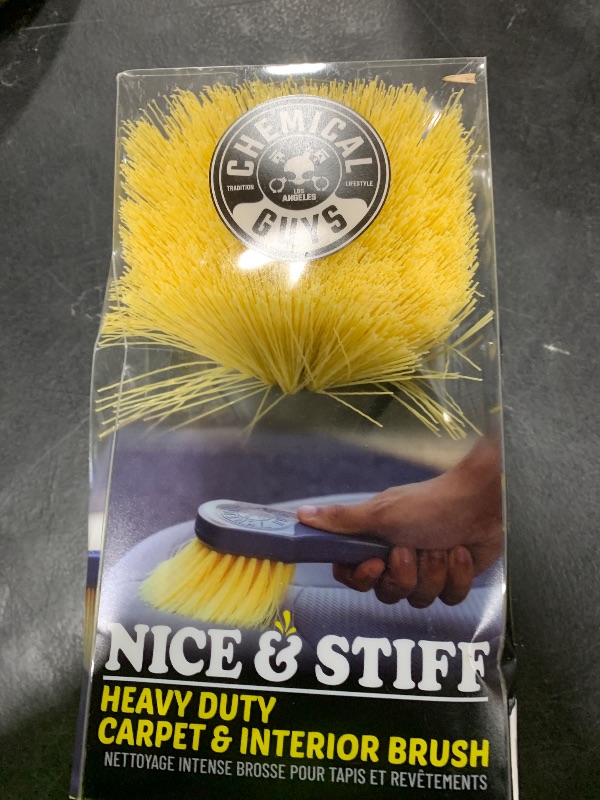 Photo 1 of Chemical Guys ACCG02 Nice & Stiff Heavy Duty Carpet & Interior Detailing Brush, (Safe for Cars, Trucks, SUVs, RVs, Motorcycles, & More) Yellow