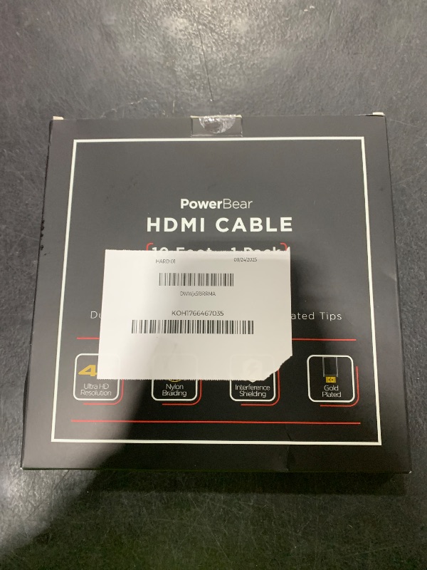 Photo 1 of PowerBear 4K HDMI Cable 10 ft | High Speed Hdmi Cables, Braided Nylon & Gold Connectors, 4K @ 60Hz, Ultra HD, 2K, 1080P, ARC & CL3 Rated | for Laptop, Monitor, PS5, PS4, Xbox One, Fire TV, & More