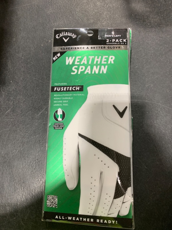 Photo 1 of Callaway Golf Weather Spann Glove (Worn on Left Hand ,White,Small,Ladies (2-Pack))