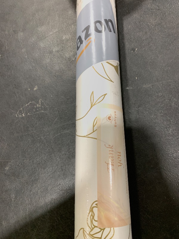 Photo 1 of Safiyya 590.5"x17.3" Peel and Stick Wallpaper Gold and White Contact Paper Floral Wallpaper Self Adhesive Removable Wall Paper for Bedroom Covering Vinyl Rolls