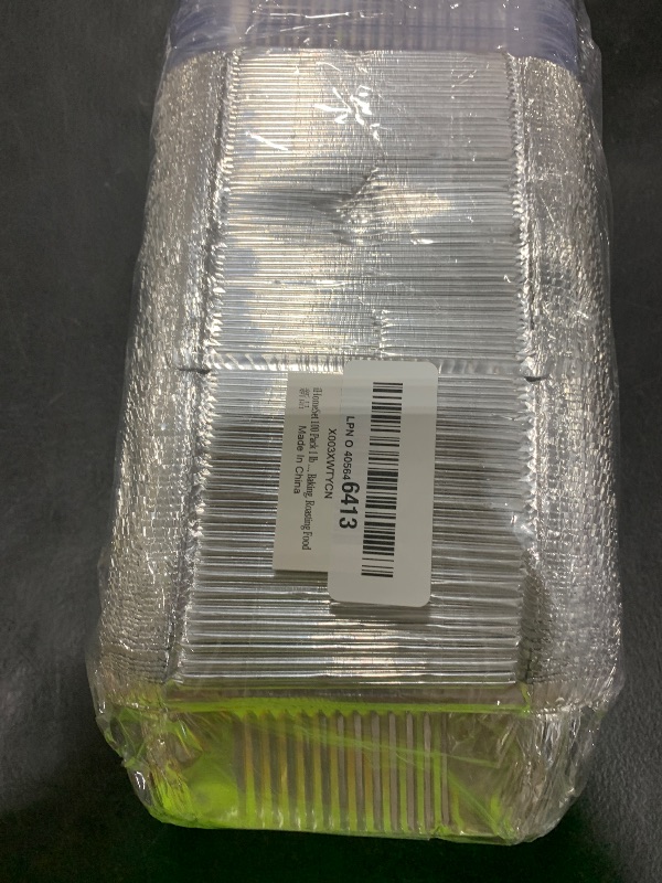 Photo 1 of iHomeSet 100 Pack 1 lb Rectangular Disposable Aluminum Foil Pan 16 oz Take Out Food Containers with Clear Plastic Dome Lids, for Catering, Baking, Roasting Food