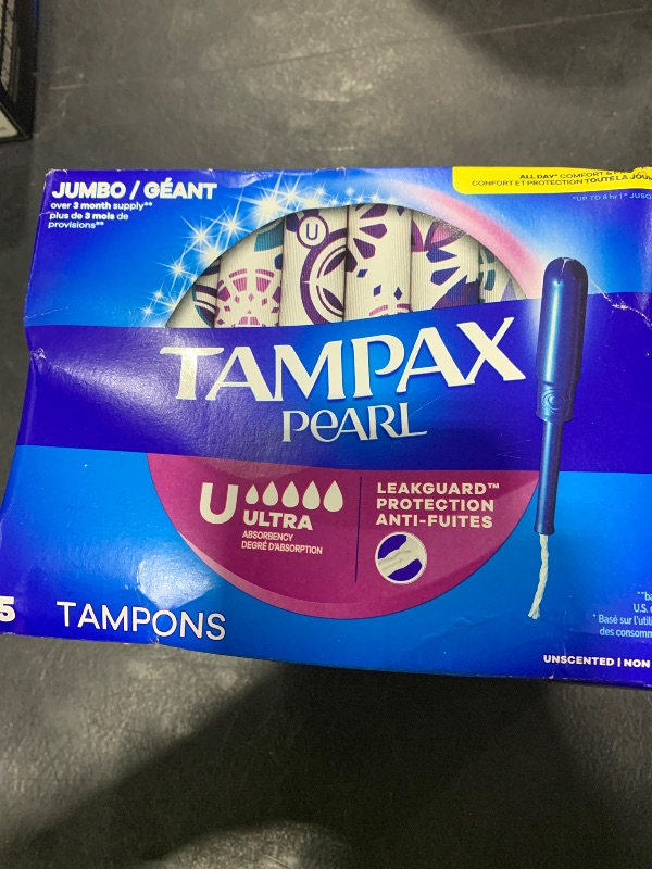 Photo 1 of Tampax Pearl Tampons, with LeakGuard Braid, Ultra Absorbency, Unscented, 45 Count
