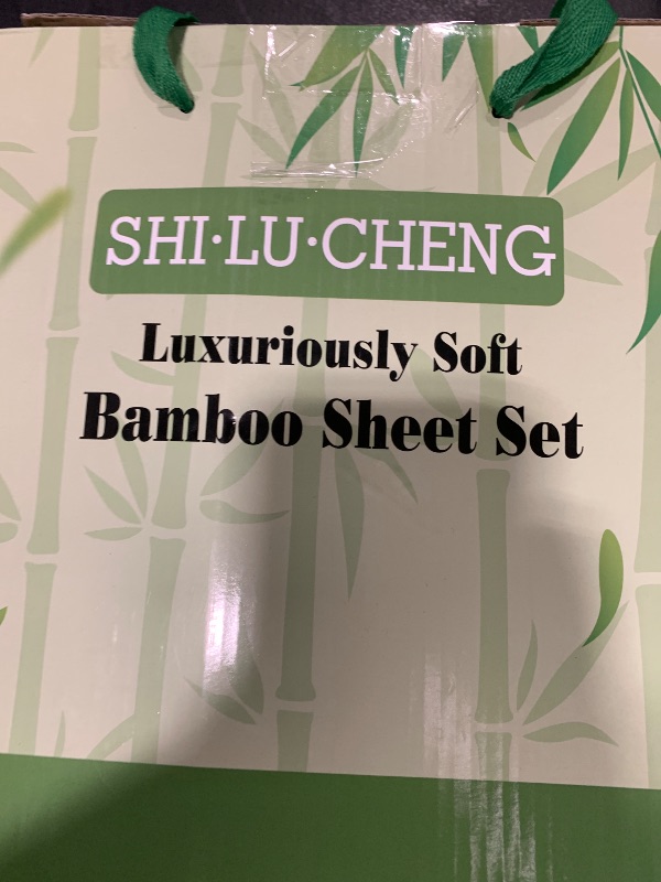 Photo 1 of Shilucheng 4 Piece Queen Sheet Sets, Cooling Sheets, Blend Rayon Derived from Bamboo, Deep Pocket Up to 16", Breathable & Soft Bed Sheets, Hotel Silky Bedding Set, Sky Blue