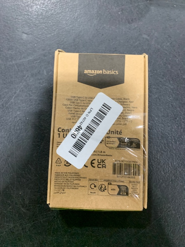 Photo 1 of Amazon Basics USB-C to USB-A 2.0 Fast Charger Cable, 480Mbps Speed, USB-IF Certified, for Apple iPhone 16/15, iPad, Samsung Galaxy, Tablets, 6 feet, Black