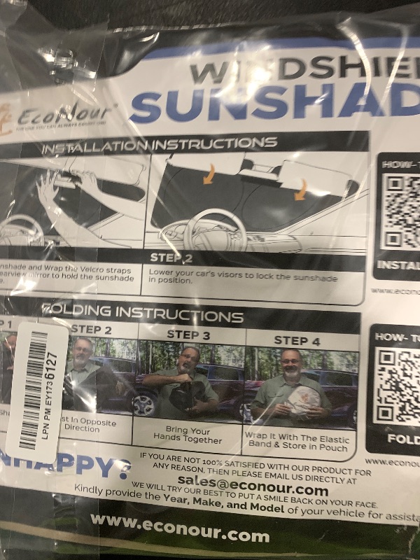 Photo 1 of EcoNour Patented Design Car Windshield Sun Shade | Blocks 99% Heat & Keeps Interior Cool | Fits Cars, SUVs, Trucks | Automotive Sun Screen, Visor & Car Accessories for Summer | Medium (64x32 Inches)