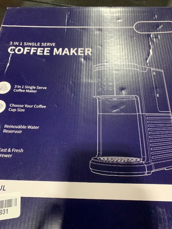 Photo 1 of SHARDOR 3 in 1 Coffee Maker, K Cup Coffee Maker Compatible with Ground Coffee & Teas, Single Serve Coffee Machine, 6–14oz Brew Sizes, 40oz Detachable Water Reservoir, Descale Settings, Black