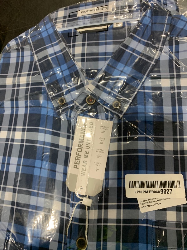 Photo 1 of Alex Vando Mens Button Down Shirts Wrinkle Free 4-Way Stretch Print Business Casual Shirt,268 Blue Plaid,XL