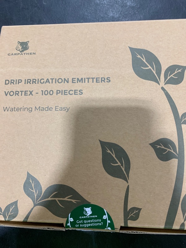 Photo 1 of CARPATHEN 100 Drip Irrigation Emitters Vortex - Drip Irrigation Parts for Irrigation Kit - 1/4 inch Irrigation Tubing Compatible - 360 deg Adjustable Fan Sprayer for Raised Garden Bed, Potted Plants
