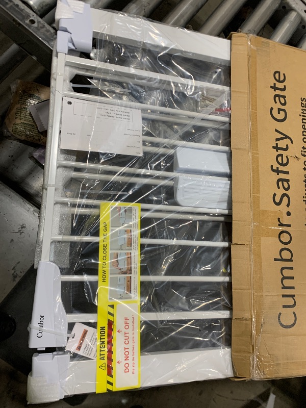 Photo 1 of Cumbor 29.7-46" Baby Gate for Stairs, Toddler Safety Essentials for The House, Auto Close Dog Gate for Doorways, Mom's Choice Awards Winner-Easy Install Pressure Mounted Pet Gates for Dogs, White