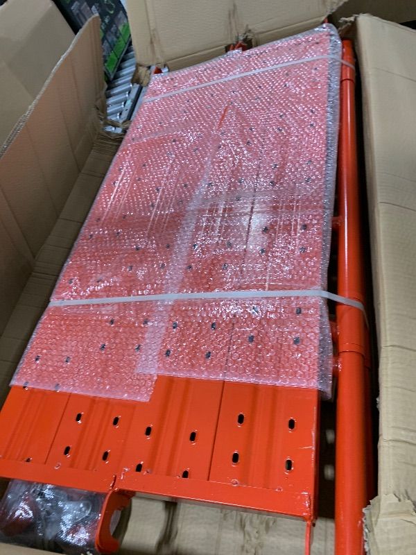 Photo 1 of LEADALLWAY Scaffolding Platform 4 Foot High Mobile Baker Scaffolding 770 LBS Capacity with Locking Wheels and Tool Bag, Red