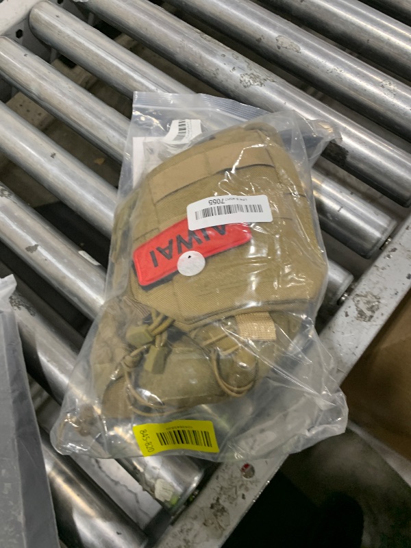 Photo 1 of Tactical Dog Backpack Harness for Large Breed Original Design Metal Buckle Vest with Side Bags Pouches for Service Working Training (Khaki (with 2 Pouches), L)