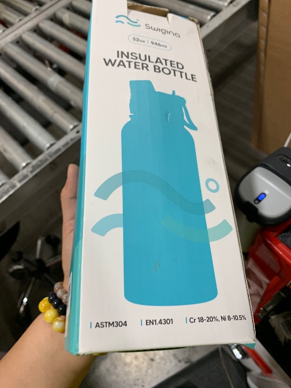 Photo 1 of Swigina [2-IN-1 LID] Insulated Water Bottle with Silicone Boot (36hrs Cold/18hrs Hot) - DIY Stickers, Leakproof, BPA Free, 32 oz