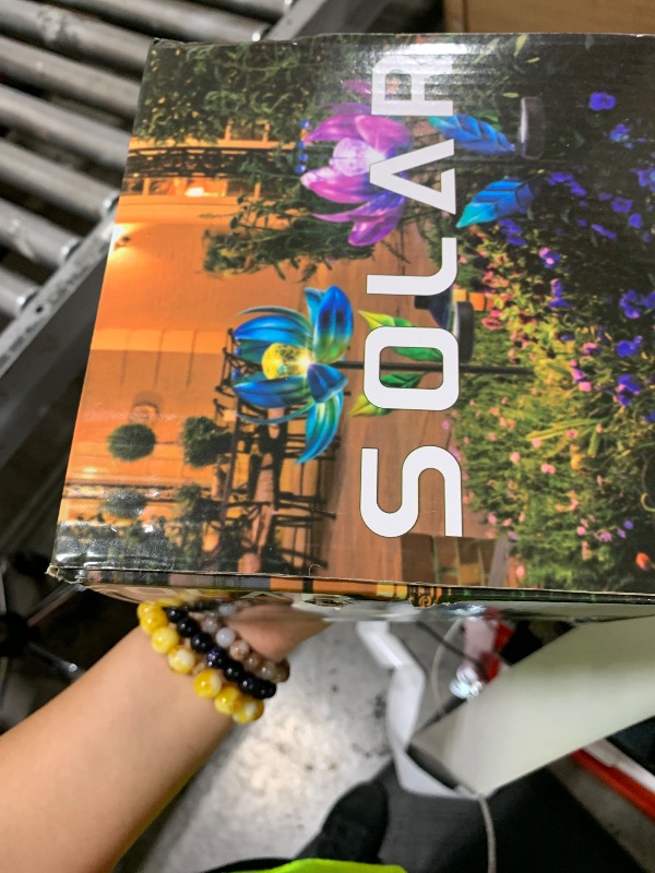Photo 1 of Solar Purple Metal Flower Wind Spinners, Colorful Spinning Windmill Lotus Yard Art Lights Wind Pinwheels with LED Crystal Ball Decorative Stake Lighting Flower Sculpture