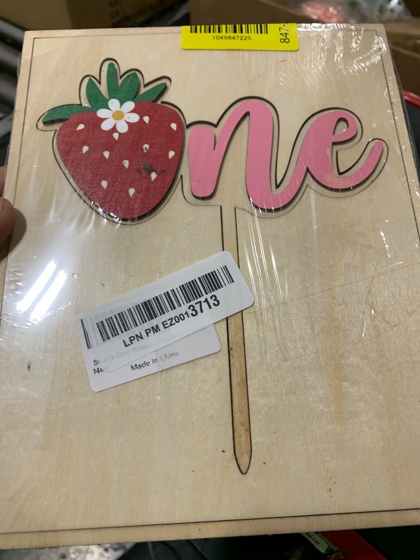 Photo 1 of Sweet One Wooden Cake Topper - Strawberry Cake Smash for 1st Birthday Party Decorations, strawberries for First Birthday Surprise Party for Photo Props (strawberry one)