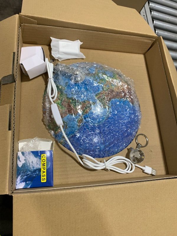 Photo 1 of Interactive World Globe for Adults - Large 13 Inch Globe with Stand - Earth Globe with Illuminated Constellations Light Up at Night - Geographic Map for Kids - Educational Learning Gift - Compass to navigate it!