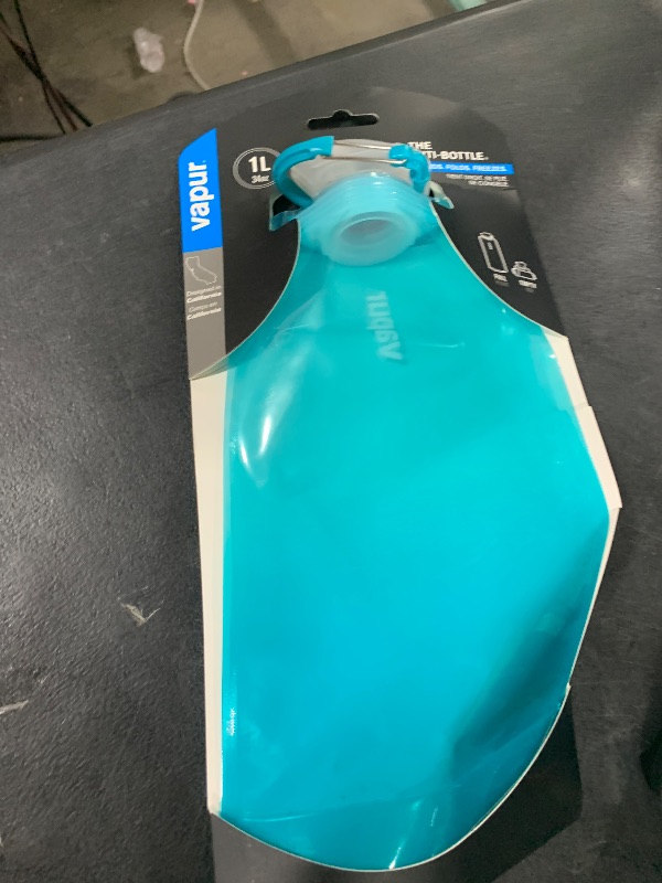 Photo 1 of Vapur Flexible, Collapsible Wide Mouth Anti-Bottle with Detachable Carabiner, 34 Ounce, Malibu Teal, Pack of 1