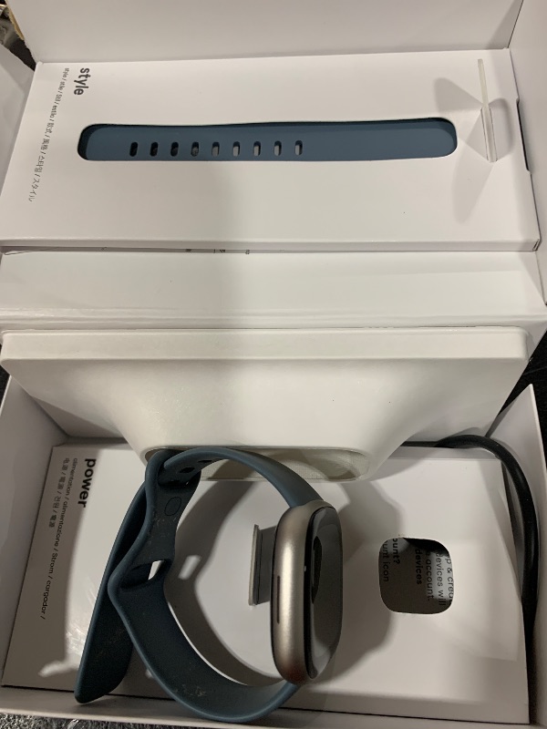 Photo 1 of Fitbit Versa 4 Fitness Smartwatch with Daily Readiness, GPS, 24/7 Heart Rate, 40+ Exercise Modes, Sleep Tracking and more, Waterfall Blue/Platinum, One Size (S & L Bands Included)