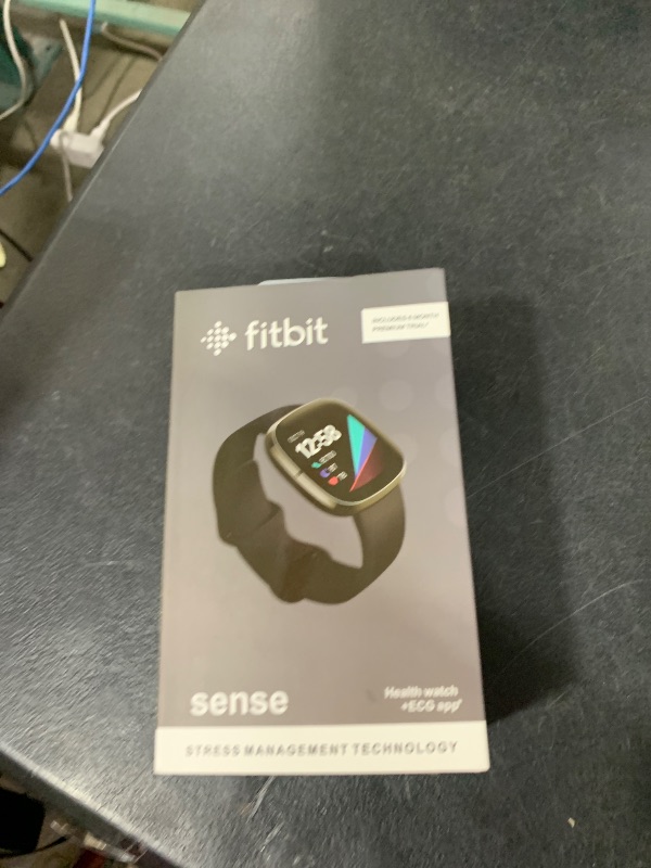 Photo 1 of Fitbit Sense Advanced Smartwatch with Tools for Heart Health, Stress Management & Skin Temperature Trends, Carbon/Graphite, One Size (S & L Bands Included)