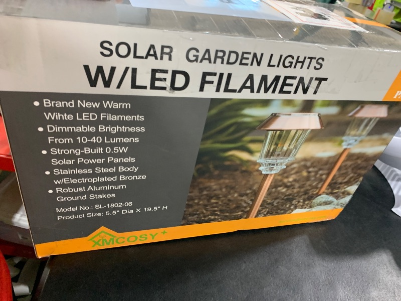 Photo 1 of XMCOSY+ Solar Pathway Lights Outdoor - 6 Pack Solar Garden Lights, 10-40 LM Dimmable Solar Lights Outdoor Waterproof Auto On/Off IP 65 Solar Powered Landscape Lighting for Patio Walkway Driveway