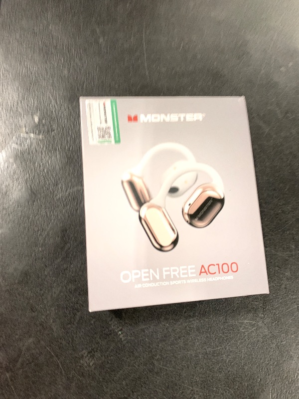 Photo 1 of Monster Open Free AC100 Open Ear Bluetooth 5.3 Headphones, Wireless Earbuds with Earhooks, Immersive Stereo Sound by 16mm Large Driver, Clear Calls, 30H Playtime, for Workout, White