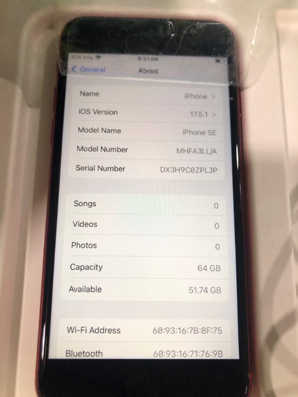 Photo 1 of Apple iPhone SE (2nd Generation), 64GB, Red, Unlocked (Renewed Premium)