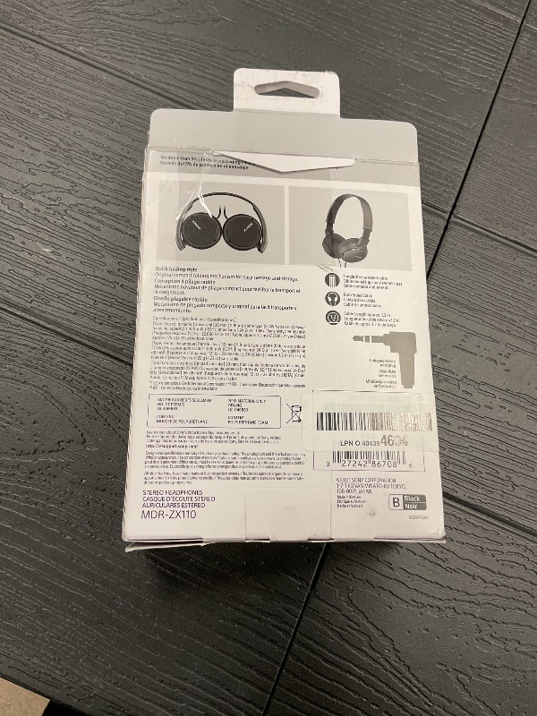Photo 1 of Sony ZX Series Wired On-Ear Headphones, Black MDR-ZX110