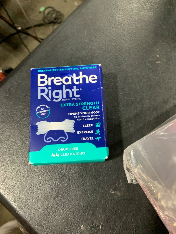 Photo 1 of Breathe Right Nasal Strips | Extra Strength | Clear | For Sensitive Skin I Drug-Free Snoring Solution & Nasal Congestion Relief Caused by Colds & Allergies | 44 Count (Packaging May Vary)