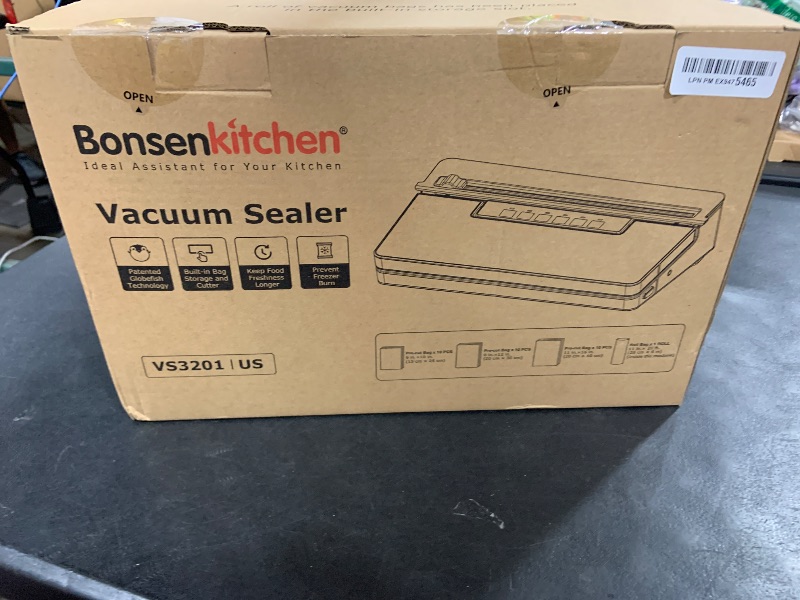 Photo 1 of Bonsenkitchen Vacuum Sealer Machine, Stainless Steel Food Sealer Vacuum Sealers with 30 Bags & 1 Roll, 5 Food Vacuum Modes, Built-in Cutter & Bag Storage (Silver Black)
