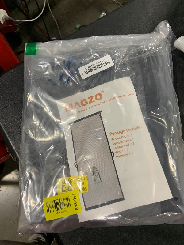 Photo 1 of MAGZO Hanging Screen Door, Fits Door Size 24" x 80" (Curtain Size 26'' x 81''), Upgraded Fiberglass Mesh Net with Tension Rod&Hook&Loop (One Piece Can be Installed in 2 Ways), Weighted Bottom, Grey